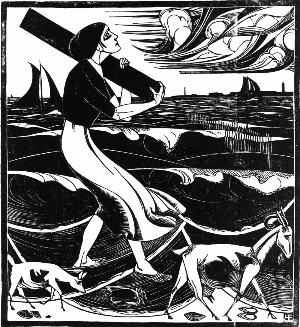 het strand, 23 x 21,5 cm, 1919